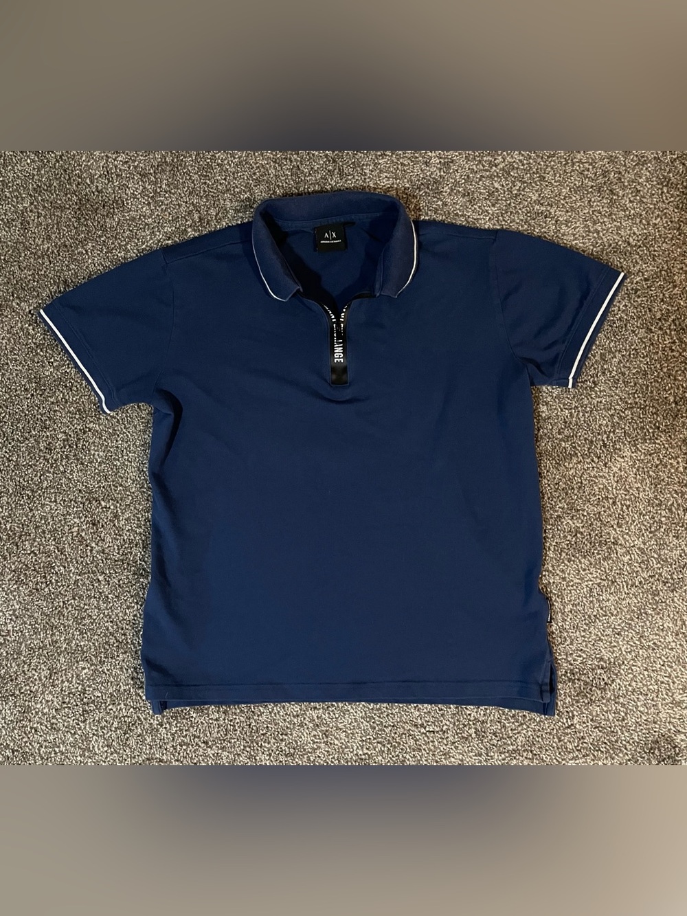 Armani Exchange Dark Blue Zip Polo Shirt